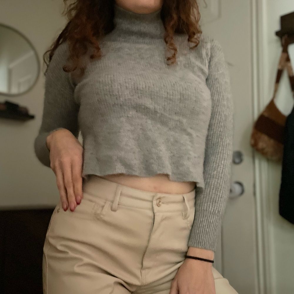 Everlane 100% Cashmere Waffle Square Turtleneck Sweater Heather Gray Size‎ S